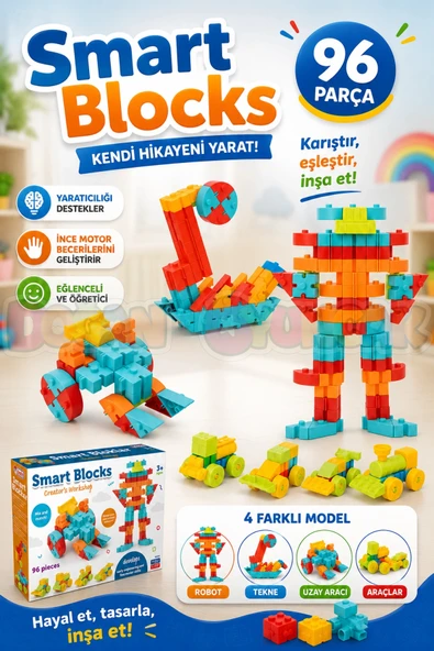 Smart Blocks Lego (96 Parça) - Smart Lego - Smart Bloklar Küçük Bloklar - Legolar Oyuncak Eğitici Lego ürün görseli 1