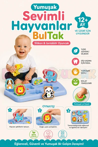 Yumuşak Sevimli Hayvanlar Bultak - Bebek Oyuncakları - Hayvan Yerleştirme Oyuncak - Yumuşak Lego - Soft Lego ürün görseli 1