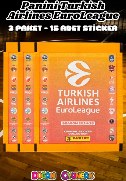 Turkish Airlines Euroleague Çıkartma Paketi (3 Paket) - Basketbol EuroLeague Sticker Çıkarmaları Panini Basketbol ürün görseli 1