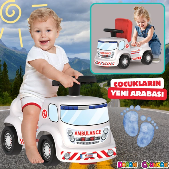 Go Hero Ambulans Arabası - Binmeli Araba İlk Arabam - Çocuk Arabası - İlk Adım Arabası - 4 Teker Araç ürün görseli 1