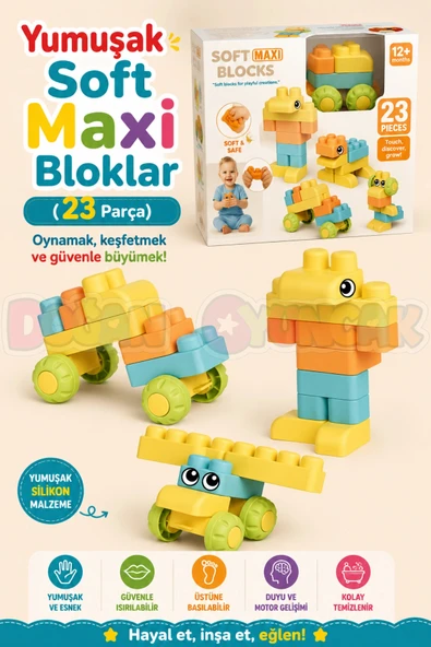 Yumuşak Soft Maxi Bloklar (23 Parça) - Soft Yumuşak Bloklar - Büyük Soft Lego Oyuncakları - Yumuşak Lego - Soft Lego ürün görseli 1