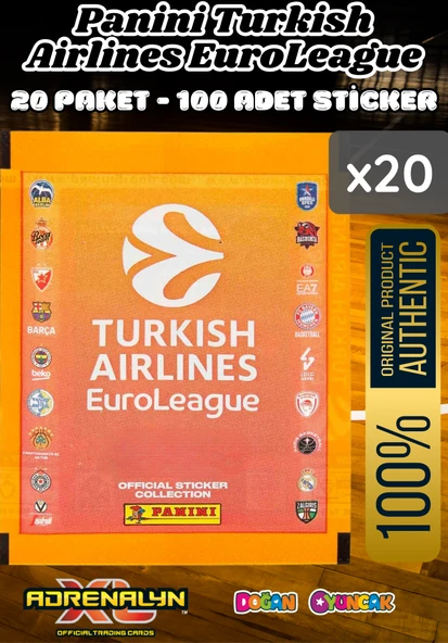 Turkish Airlines Euroleague Çıkartma Paketi (20 Paket) - Basketbol EuroLeague Sticker Çıkarmaları Panini Basketbol ürün görseli 1