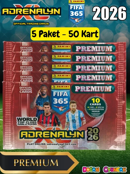 Panini FIFA 365 Adrenalyn XL 2026 Premium Kart (5 Paket) - Futbolcu Kartları - Trading Oyuncu Kartı - Fifa Oyuncu Kartı ürün görseli 1