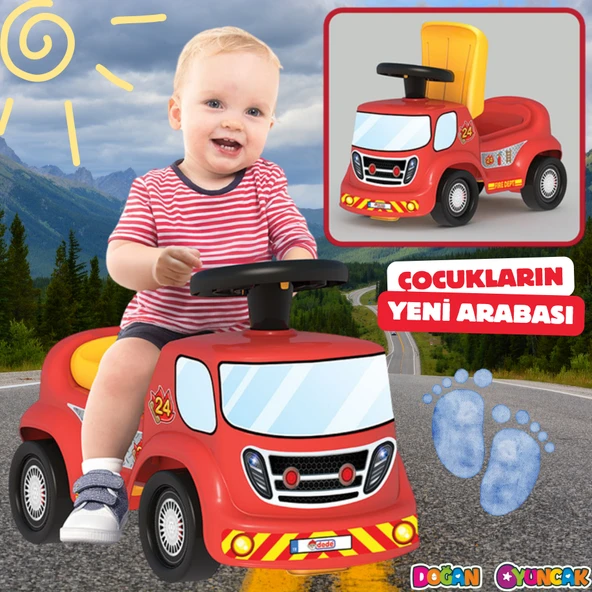 Go Hero İtfaiye Arabası - Binmeli Araba İlk Arabam - Çocuk Arabası - İlk Adım Arabası - 4 Teker Araç ürün görseli 1