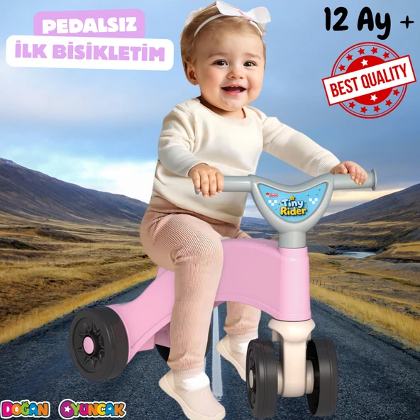 Minik Sürücü İlk Bisikletim Pembe - Binmeli İlk Bisiklet - Çocuk Motoru - İlk Adım Bisikleti 4 Teker Motosiklet ürün görseli 1
