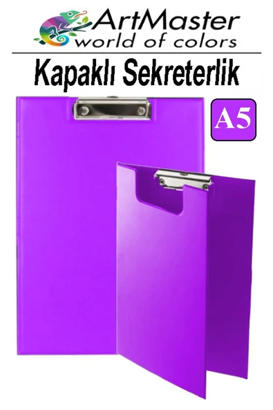 A5 Mor Kapaklı Sekreterlik 1 Adet Renkli Klipsli Metal Mekanizmalı 80 Yaprak Kapasiteli Ofis Büro ürün görseli 1