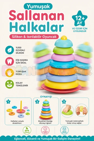 Yumuşak Sallanan Halkalar - Bebek Oyuncakları - Sallanan Halkalar Oyuncak - Yumuşak Lego - Soft Lego ürün görseli 1