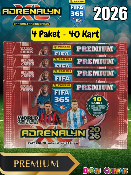 Panini FIFA 365 Adrenalyn XL 2026 Premium Kart (4 Paket) - Futbolcu Kartları - Trading Oyuncu Kartı - Fifa Oyuncu Kartı ürün görseli 1