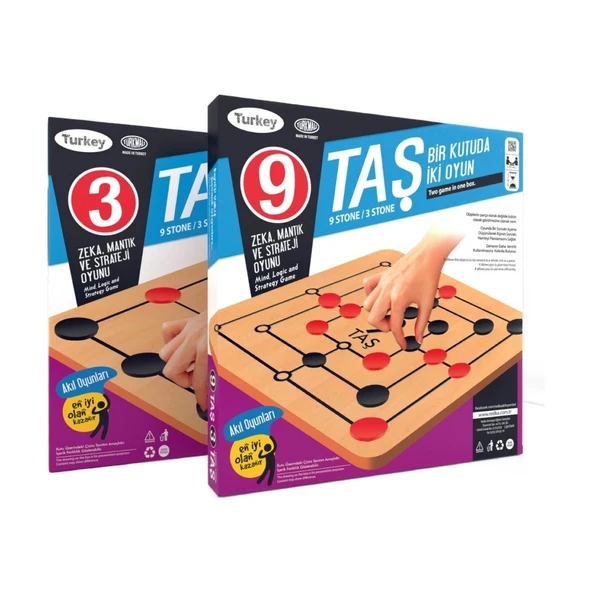 Ahşap 9 Taş 3 Taş Oyunu - Akıl ve Zeka Oyunu - Dokuz Taş Üç Taş Oyunu - Redka 9 Taş 3 Taş Oyunu - Strateji Oyunu ürün görseli 1