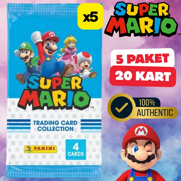 Orijinal Süper Mario Treadin Card (5 Paket) - Süper Mario Oyun Kartları - Süper Mario Koleksiyonluk Kartı ürün görseli 1