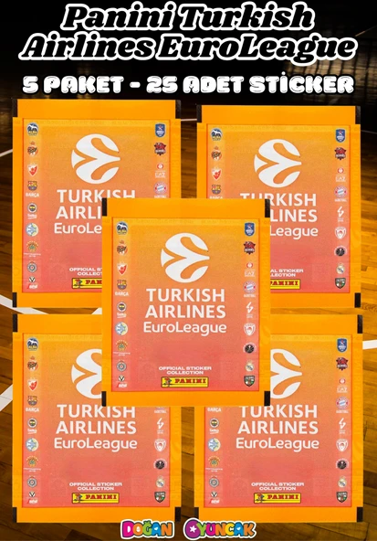 Turkish Airlines Euroleague Çıkartma Paketi (5 Paket) - Basketbol EuroLeague Sticker Çıkarmaları Panini Basketbol ürün görseli 1