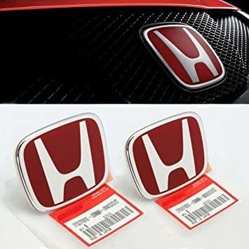 AUTOGP Honda civic uyumlu panjur ve bagaj logosu arması kırmızı takım 2li set 2002 / 2006 ürün görseli 1