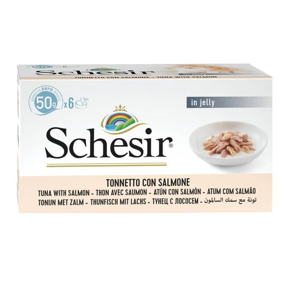 Schesir ton balıklı ve somonlu jelly kedi yaş maması 50gr 6lı kedi konserve ıslak mama ürün görseli 1