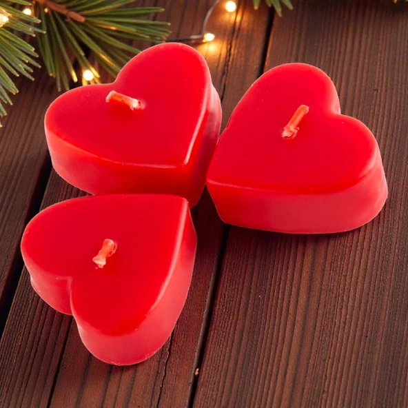 3 ADET VIP ÖZEL TASARIM KIRMIZI KALPLİ YILBAŞI MUMU KIRMIZI NOEL MUMU DEKORU 3.5X7 CM  GERÇEK MUM ürün görseli 1