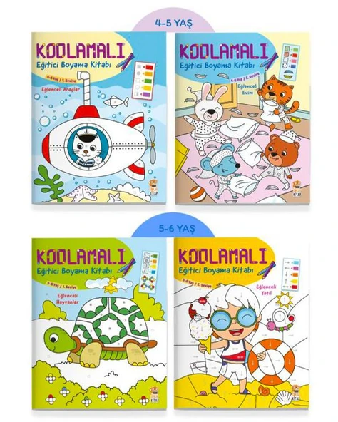 Kodlamalı Eğitici Boyama Seti 4 Kitap ürün görseli 1