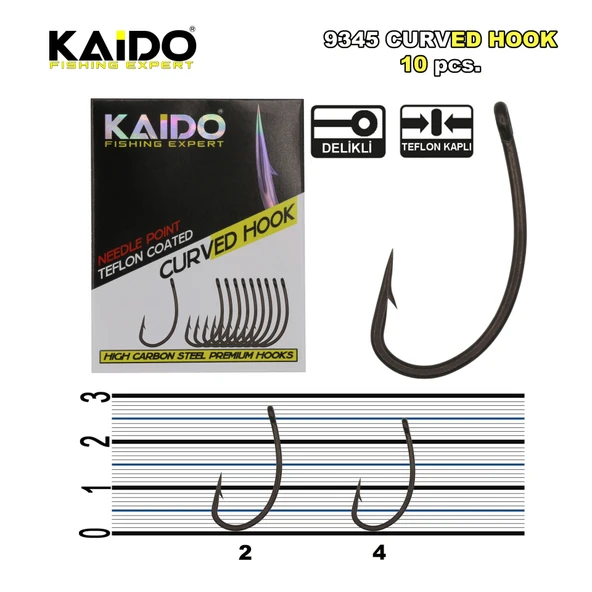 9345 Teflon Hook Sazan İğnesi (10Pcs) - Resim 3