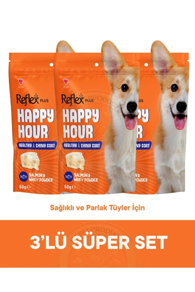 Happy Hour Healthy & Shiny Coat Parlak Tüyler için Destekleyici Köpek Ödül Maması 3lü Fırsat ürün görseli 1