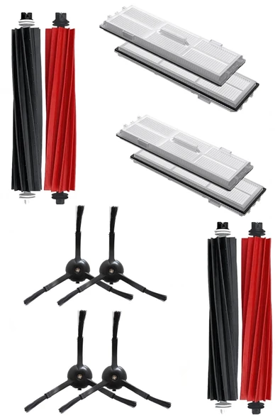 Rovexa Roborock S8 & S8 Plus & S8 Pro Ultra Uyumlu 10 Parça Siyah Yan Fırçalı Set ürün görseli 1