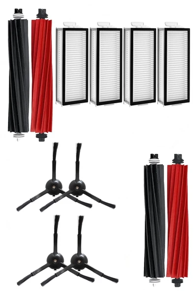 Rovexa Roborock Q8 Max & Q8 Max Plus Uyumlu 10 Parça Siyah Yan Fırçalı Set ürün görseli 1