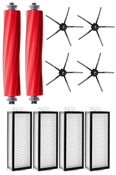 Rovexa Roborock Q7 Max & Q7 Max Plus Uyumlu 10 Parça Siyah Yan Fırçalı Set ürün görseli 1
