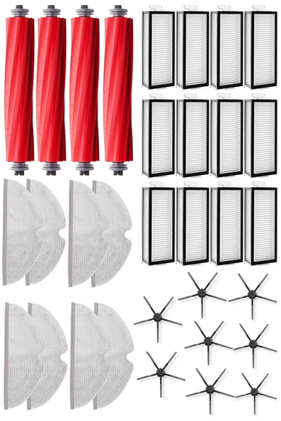 Rovexa Roborock Q7 Max & Q7 Max Plus Uyumlu 12 Aylık Yaşam Kiti Siyah Yan Fırçalı ürün görseli 1