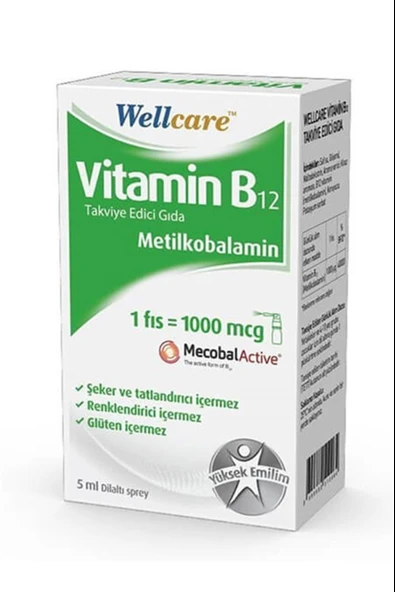 Wellcare Vitamin B12 1000 mcg Sprey 5 ml ürün görseli 1