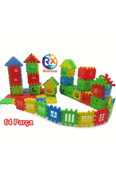 Rovexa Puzzle City 3d Yapı Ve Tasarım Blokları 64 Parça Eğitici Oyuncak Puzzle Blok Set Eğlenceli Oyuncak ürün görseli 1