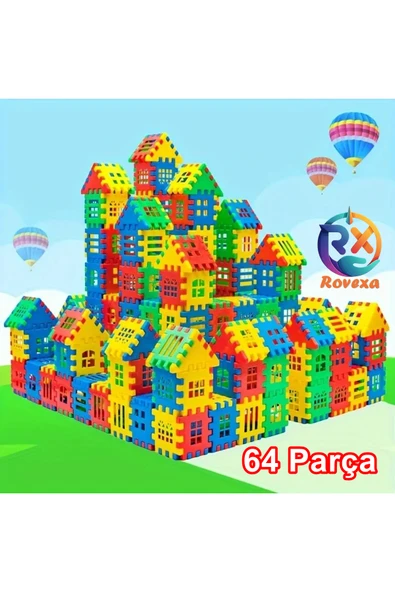Rovexa Puzzle City 3d Yapı Ve Tasarım Blokları 64 Parça Yapı Oyuncak Puzzle Blok Set Eğlenceli Oyuncak ürün görseli 1