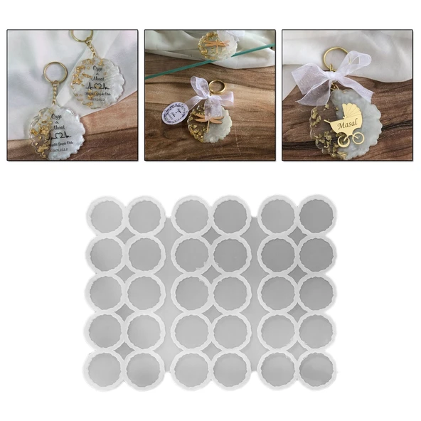 Epoksi Silikon Kalıp Tırtıklı Geode Anahtarlık Kalıbı 5.8 CM 30 Lu ürün görseli 1