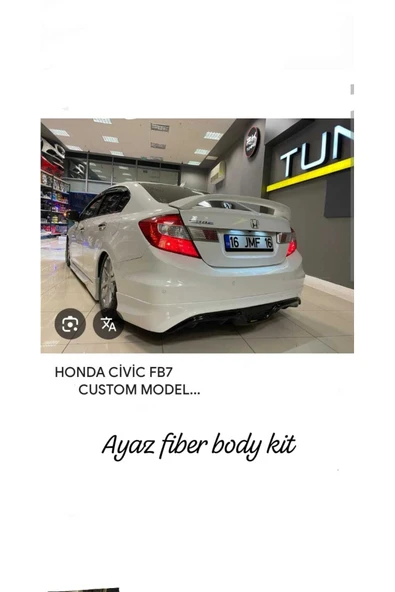 AYAZ FİBER GARAJ Honda Civic Fb7 Custom Arka Tampon Eki Fiber Boyasız ürün görseli 1