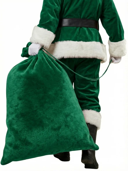 Yeşil Noel Baba Hediye Çuvalı Mega Boy (85X110 cm) ürün görseli 1