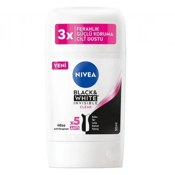 NIVEA STICK 50ML BLACK&WHITE CLEAR BYN 84153 ürün görseli 1