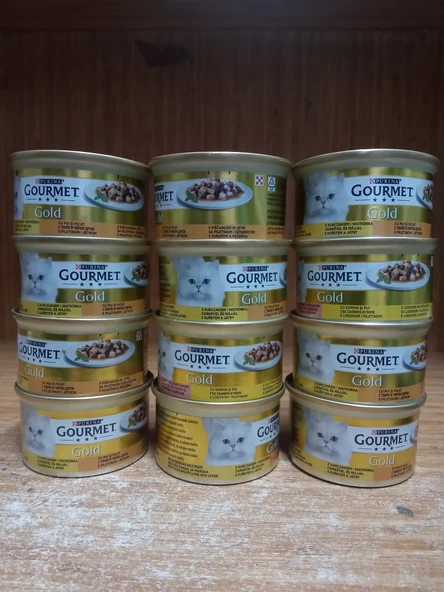 PRO PLAN GOURMET GOLD KIYILMIŞ KEDİ KONSERVE PARÇA ETLİ TAVUK&CİĞERLİ 85 GRAM X 12 ADET ürün görseli 1