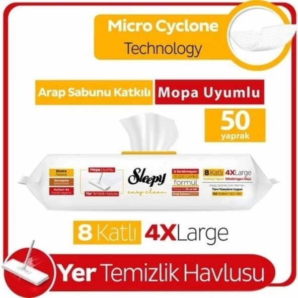 SLEEPY YER TEMIZLIK HAVLUSU 50X6 MOP ARAP SABUNLU ürün görseli 1