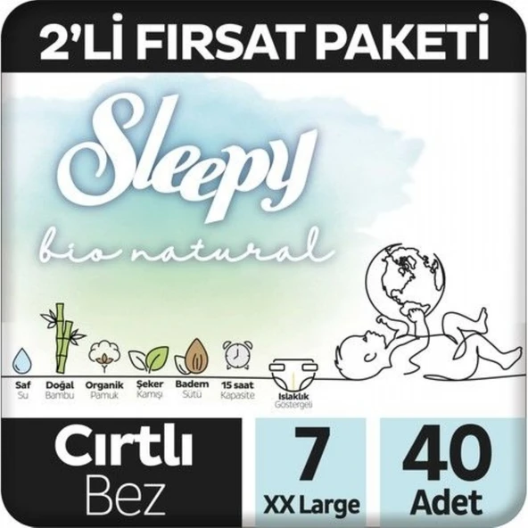 SLEEPY BIO NATURAL 2'LI FIRSAT XXL 40'LI 5858 ürün görseli 1