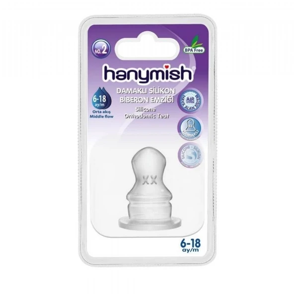 HANYMISH SILIKON BIBERON DAMAKLI EMZIK NO:2 464 ürün görseli 1