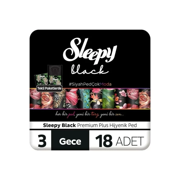 SLEEPY  BLACK NAT. PED SUPER ECO GECE 18'LI ürün görseli 1