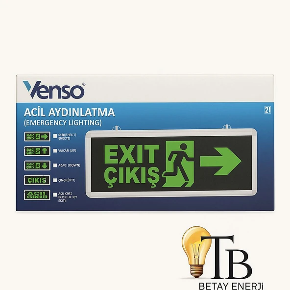 Venso Acil Çıkış Işıldak LED Exit Tabela  Çift Yönlü Acil Aydınlatma Armatürü 1 adet ürün görseli 1