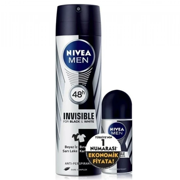 NIVEA DEO 150ML INV B&W POWER MEN + 25ML ROLL-ON HEDIYE 7264 073-35 ürün görseli 1