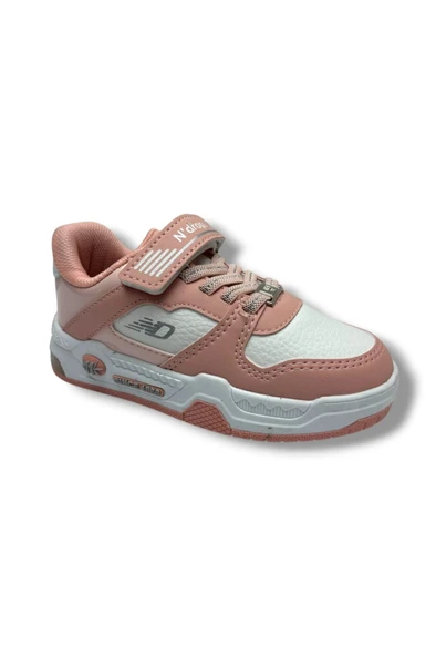 Ndrops 012-26 Deri Cırt Bantlı Kız Çocuk Sneaker Pudra Beyaz 26-30 ürün görseli 1
