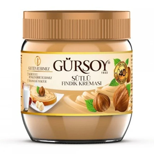 GURSOY 400GR SUTLU FINDIK KREMASI CAM ürün görseli 1