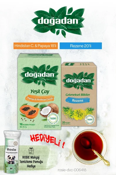 Doğadan Hindistan Cevizi Papaya ve Rezene Poşet Çay ve Rosie Hediyeli ürün görseli 1