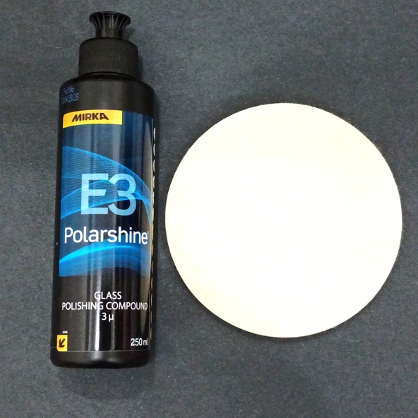 PASTA CİLA MIRKA POLARSHINE E3 CAM POLİSAJ 250ML+ CAM KEÇESİ POLİSAJ 125 MM CAM YÜZEY PARLATMA SETİ ürün görseli 1