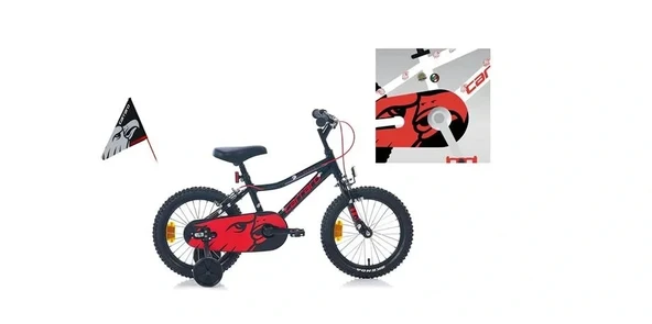 CARRARO RED EAGLE ERKEK ÇOCUK BİSİKLETİ 220H V 16 JANT KIRMIZI SİYAH ürün görseli 1