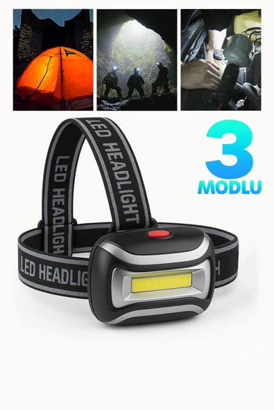 3 Modlu Pilli Kafa Lambası Kampçı Tamirci Balıkçı Outdoor Kafa Feneri Işığı K4115 ürün görseli 1