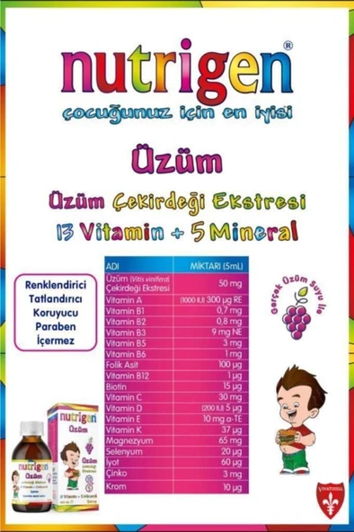NUTRİGEN Üzüm Şurup 200 ml 8692860200007 - Resim 4