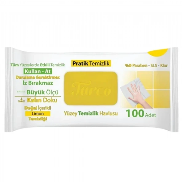BABY TURCO PRATIK YUZEY TEM.HAVLUSU 100'LU LIMON ürün görseli 1