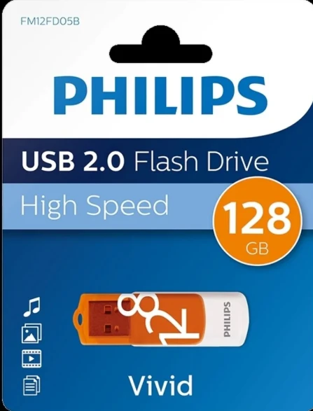 Philips Fm12fd05b, 128gb, Usb 2.0, Vivid, Turuncu, Flash Disk ürün görseli 1