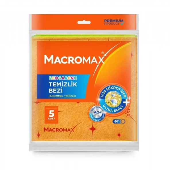 MACROMAX TEMIZLIK BEZI RENGARENK 5'LI ürün görseli 1