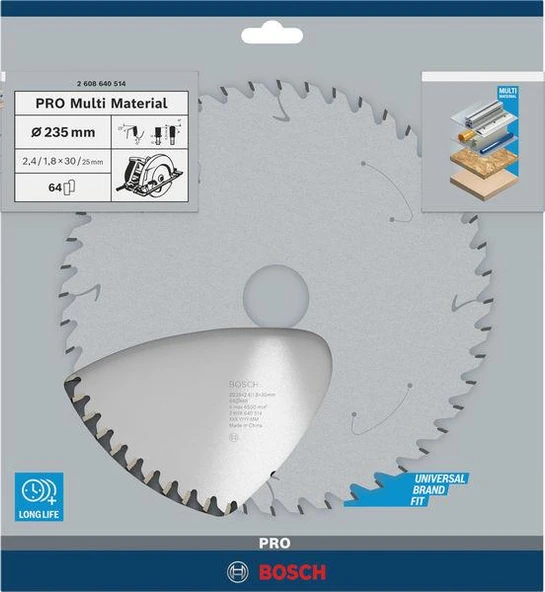 DAİRE TESTERE - MULTİMATERİAL 235*30/25 MM 64 DİŞ ürün görseli 1